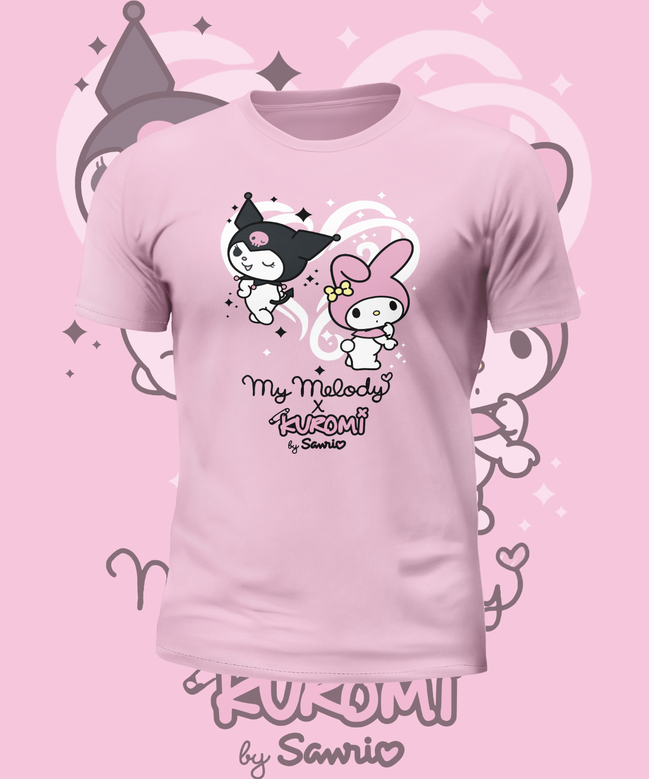 Short Sleeve kuromi x My Melody Heart Graphic Tee
