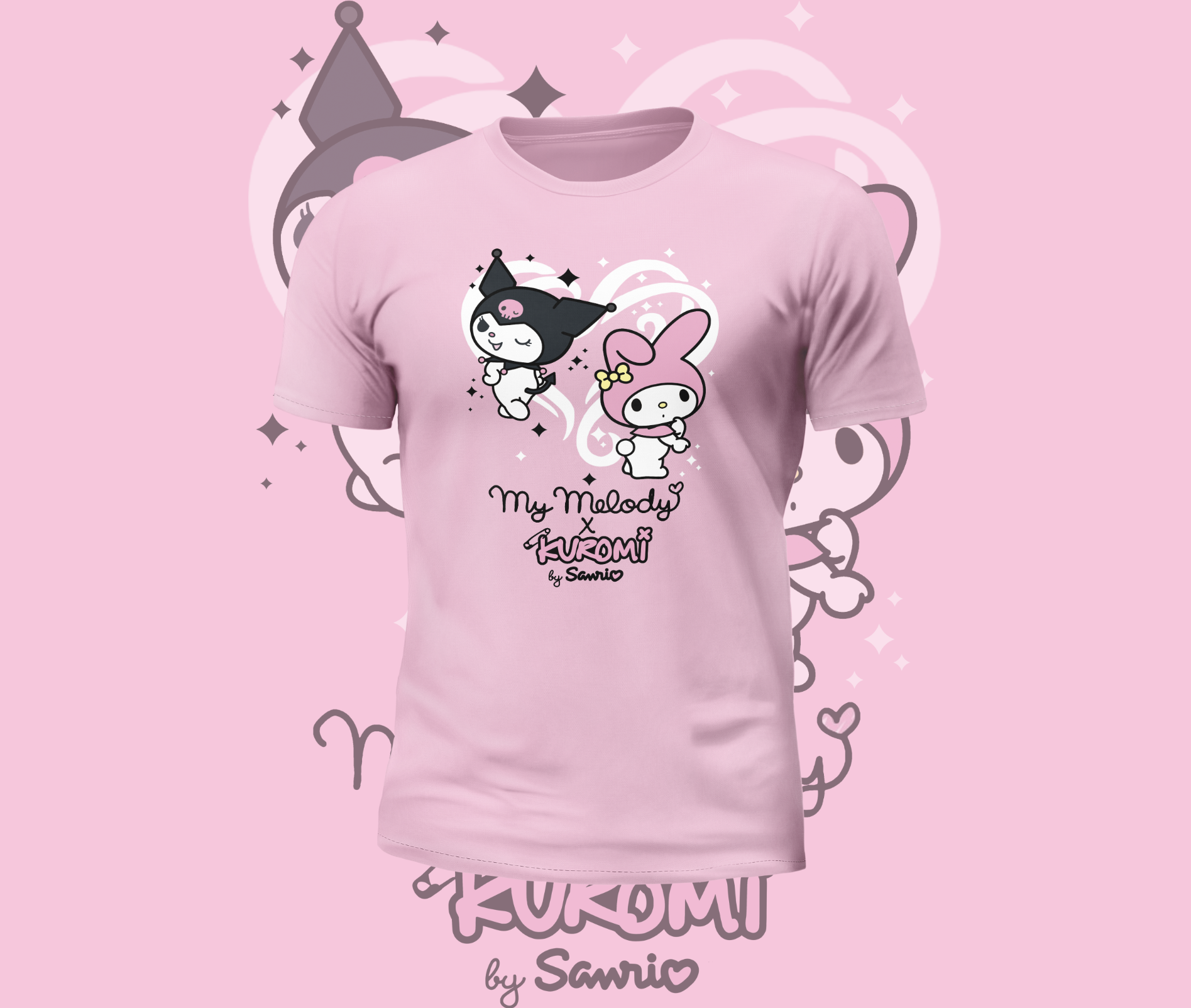 Short Sleeve kuromi x My Melody Heart Graphic Tee