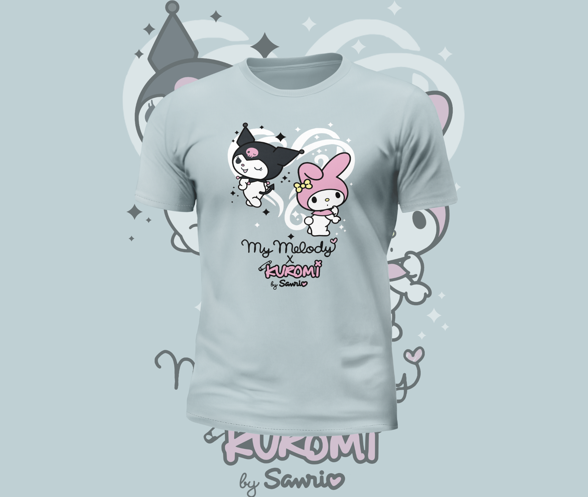 Short Sleeve kuromi x My Melody Heart Graphic Tee