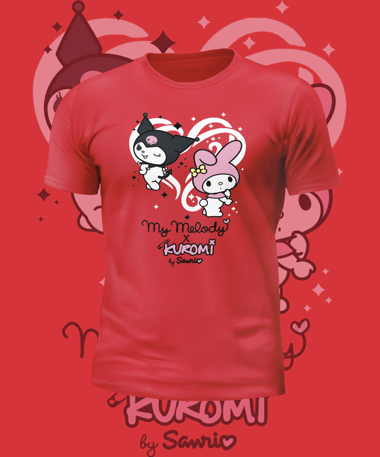 Short Sleeve kuromi x My Melody Heart Graphic Tee