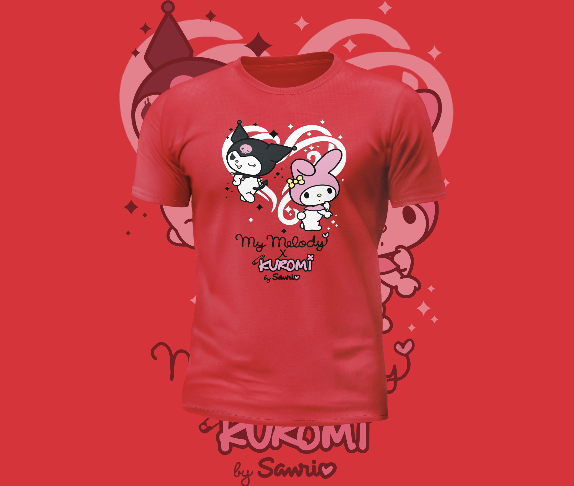 Short Sleeve kuromi x My Melody Heart Graphic Tee