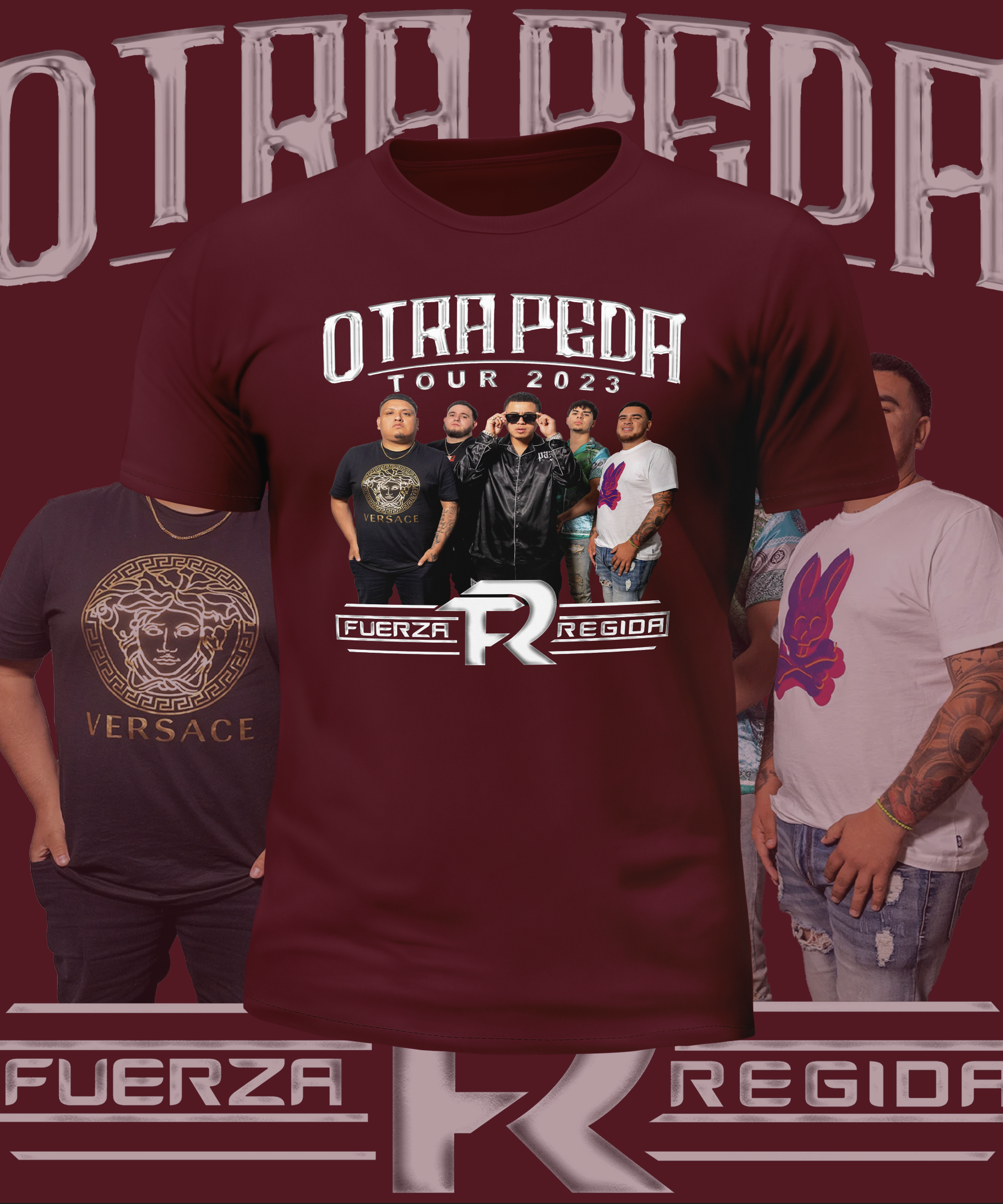 Fuerza Regida Otra Peda Tour Front and Back Design Graphic Tee