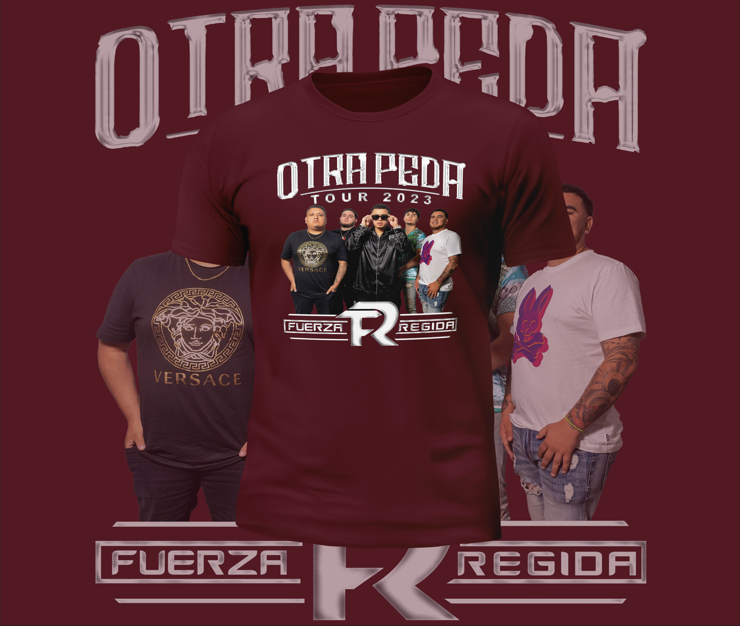 Fuerza Regida Otra Peda Tour Front and Back Design Graphic Tee