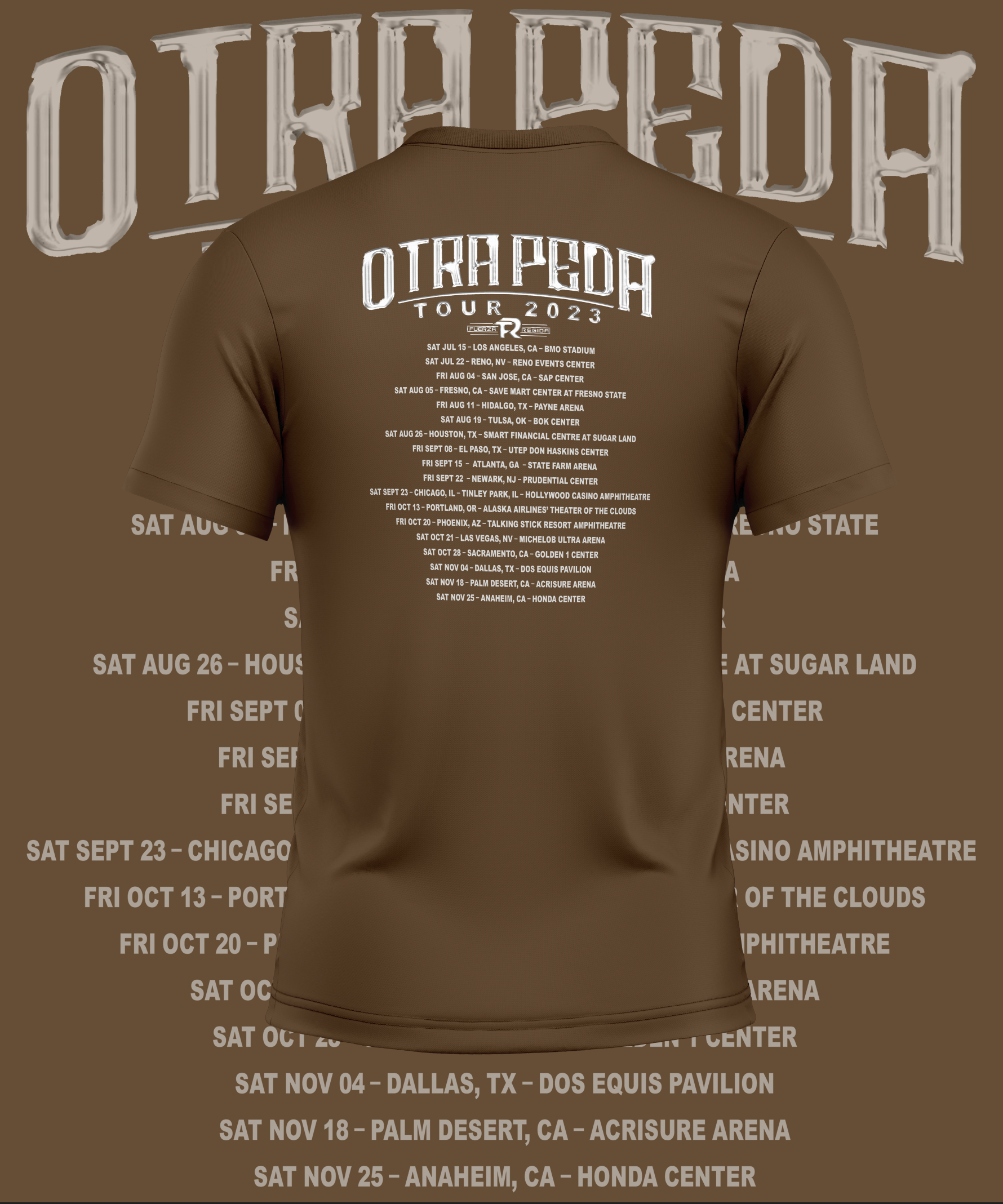 Fuerza Regida Otra Peda Tour Front and Back Design Graphic Tee