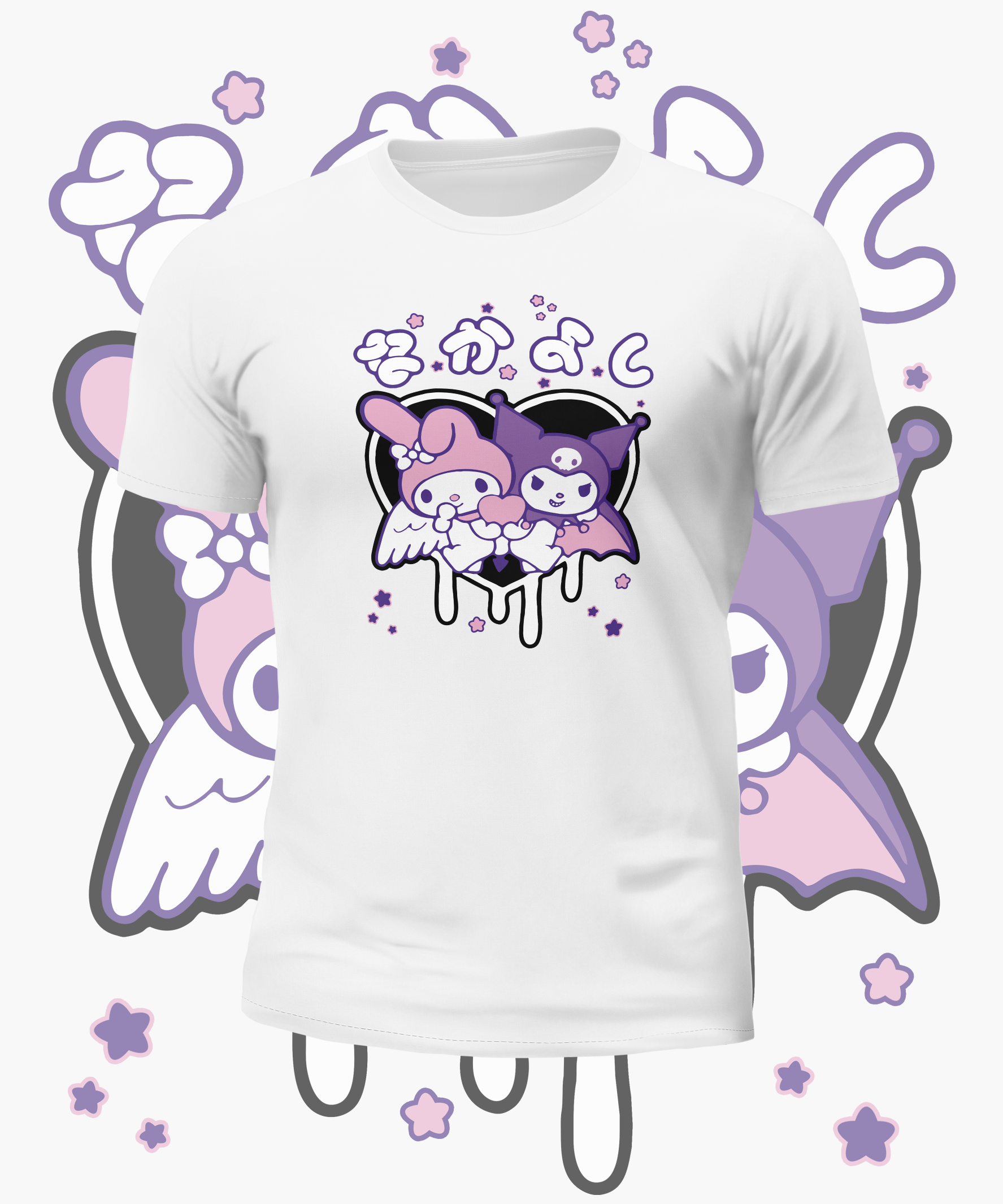 Kuromi My Melody Drip Heart Graphic Tee