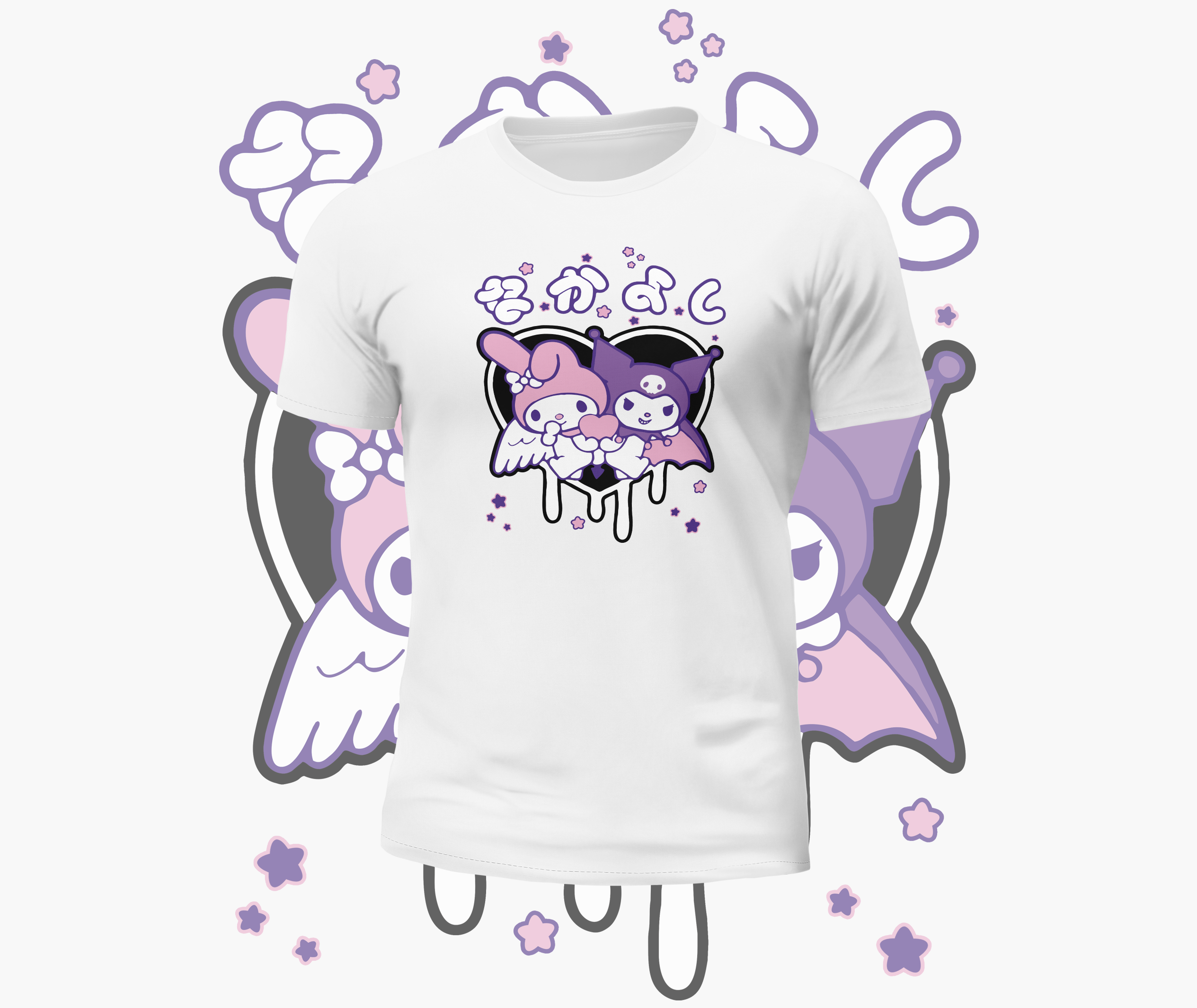 Kuromi My Melody Drip Heart Graphic Tee