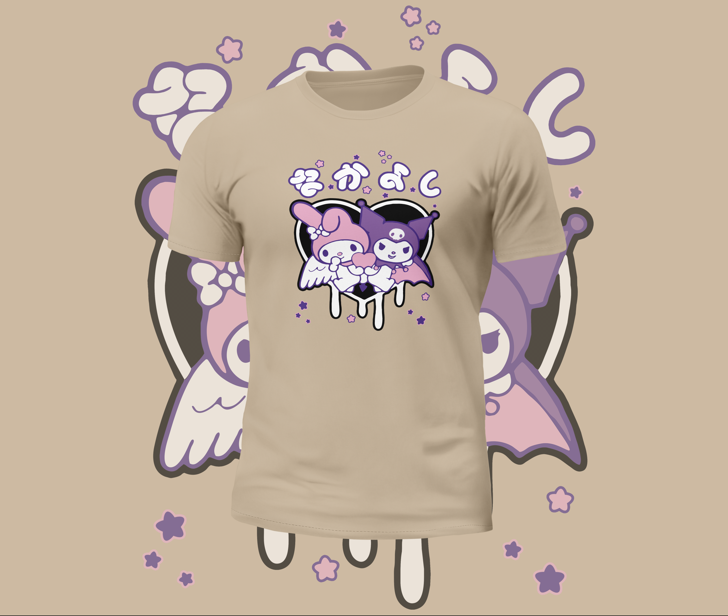 Kuromi My Melody Drip Heart Graphic Tee