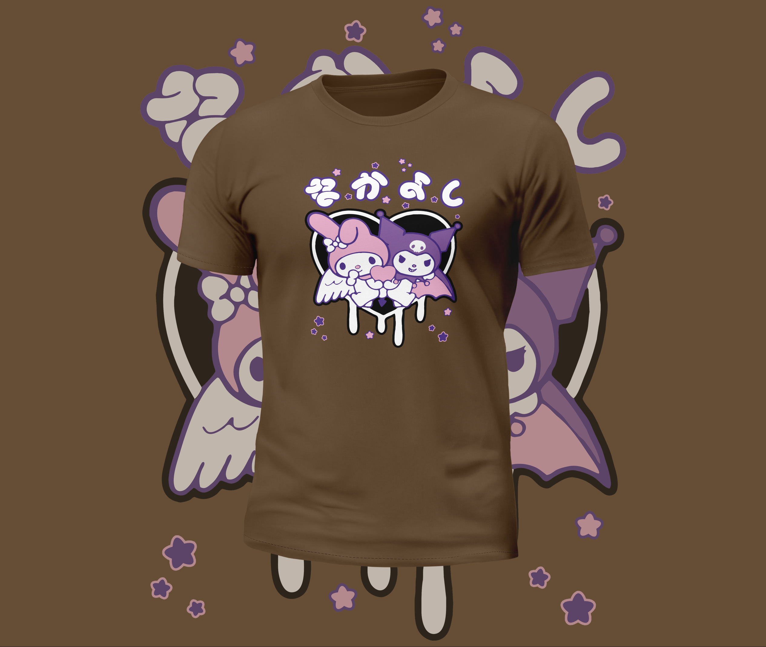 Kuromi My Melody Drip Heart Graphic Tee