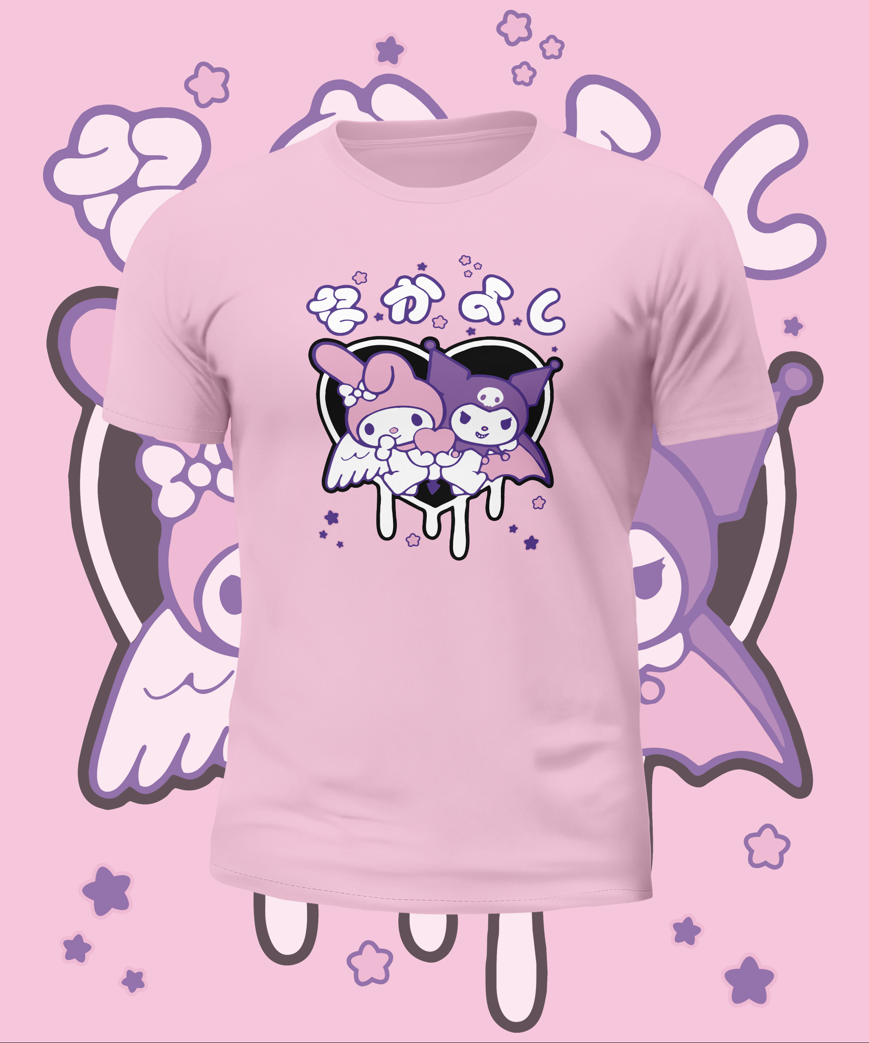 Kuromi My Melody Drip Heart Graphic Tee