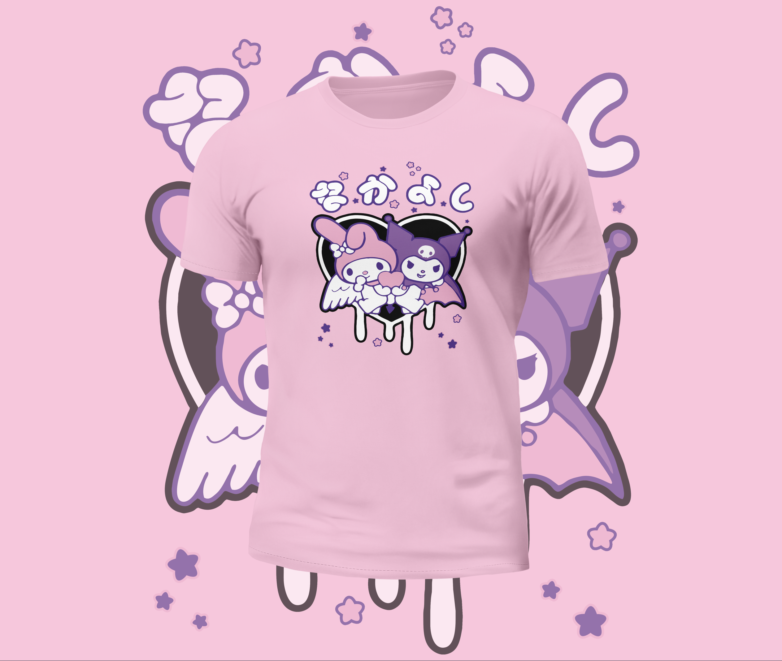 Kuromi My Melody Drip Heart Graphic Tee