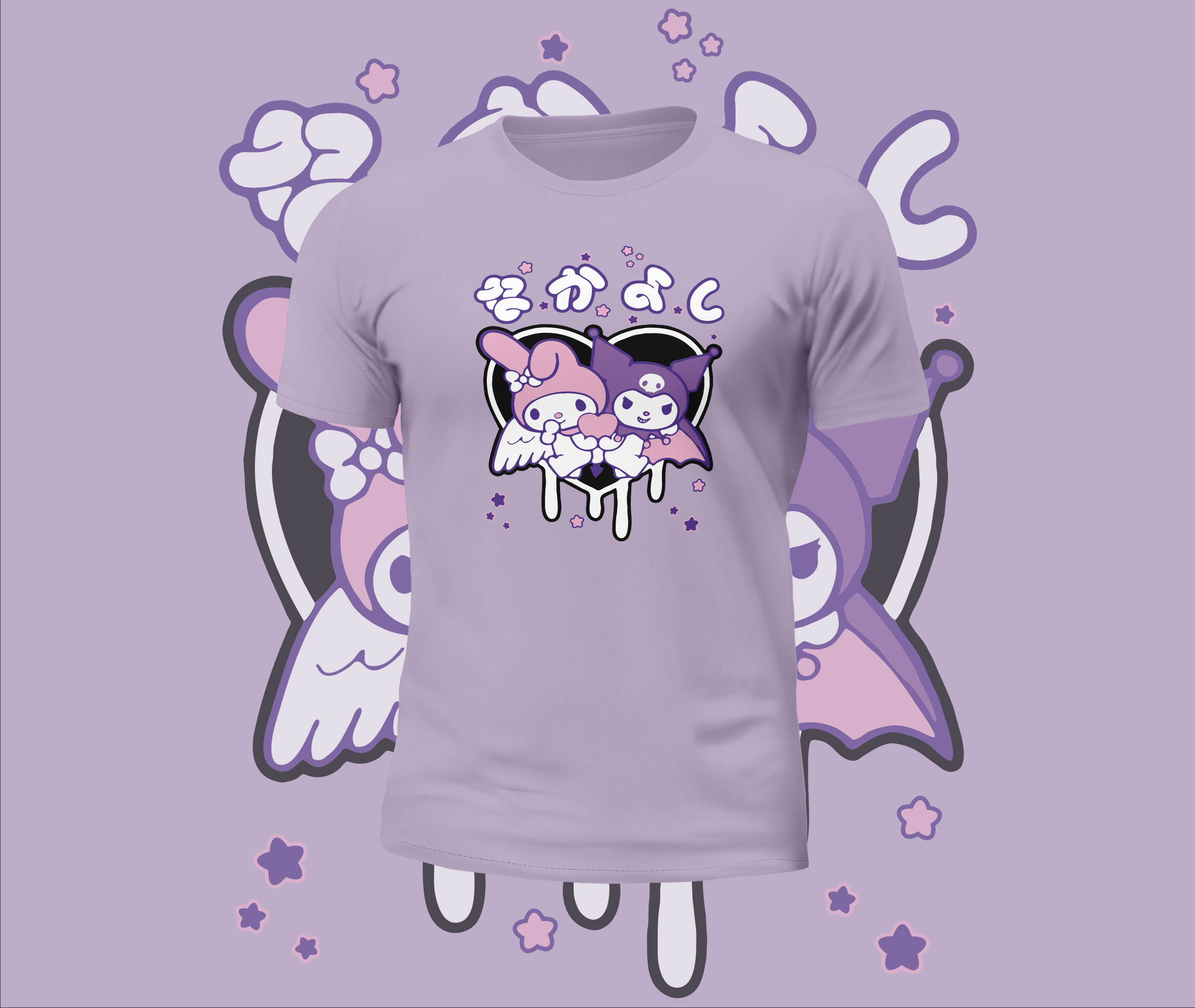 Kuromi My Melody Drip Heart Graphic Tee