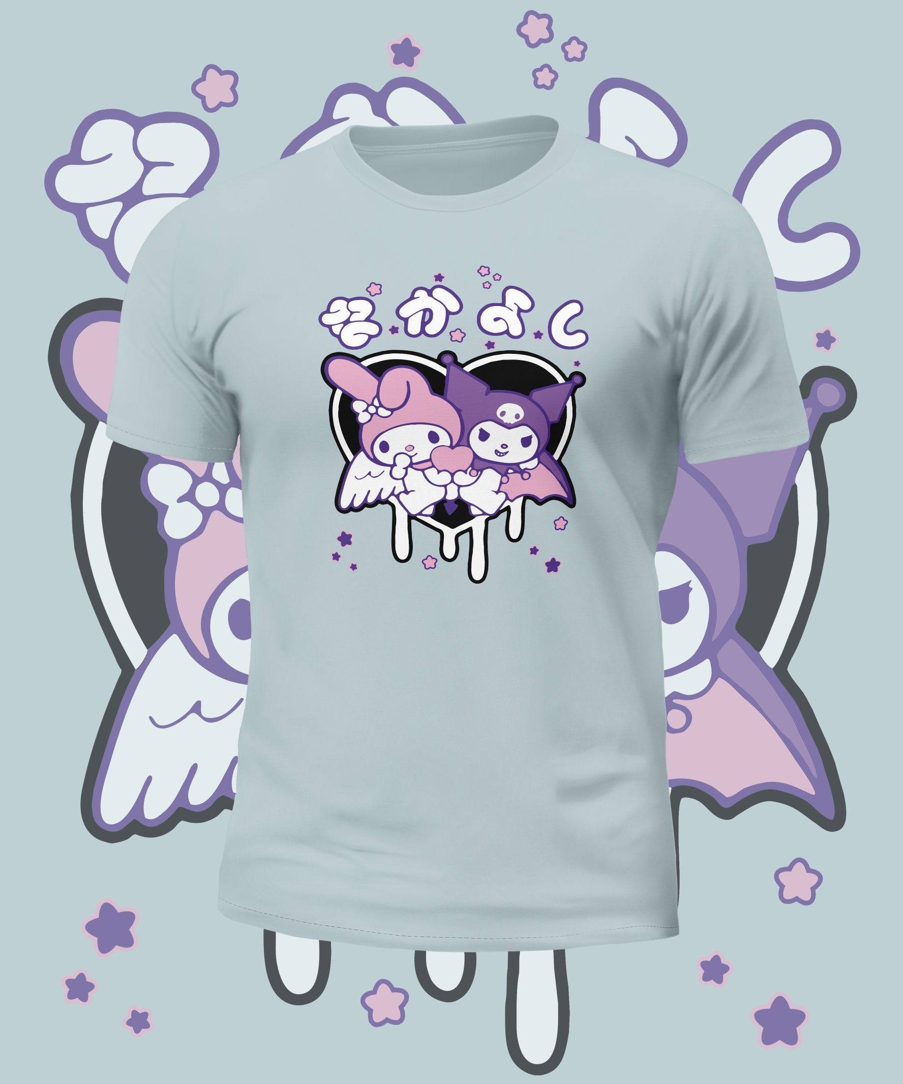 Kuromi My Melody Drip Heart Graphic Tee