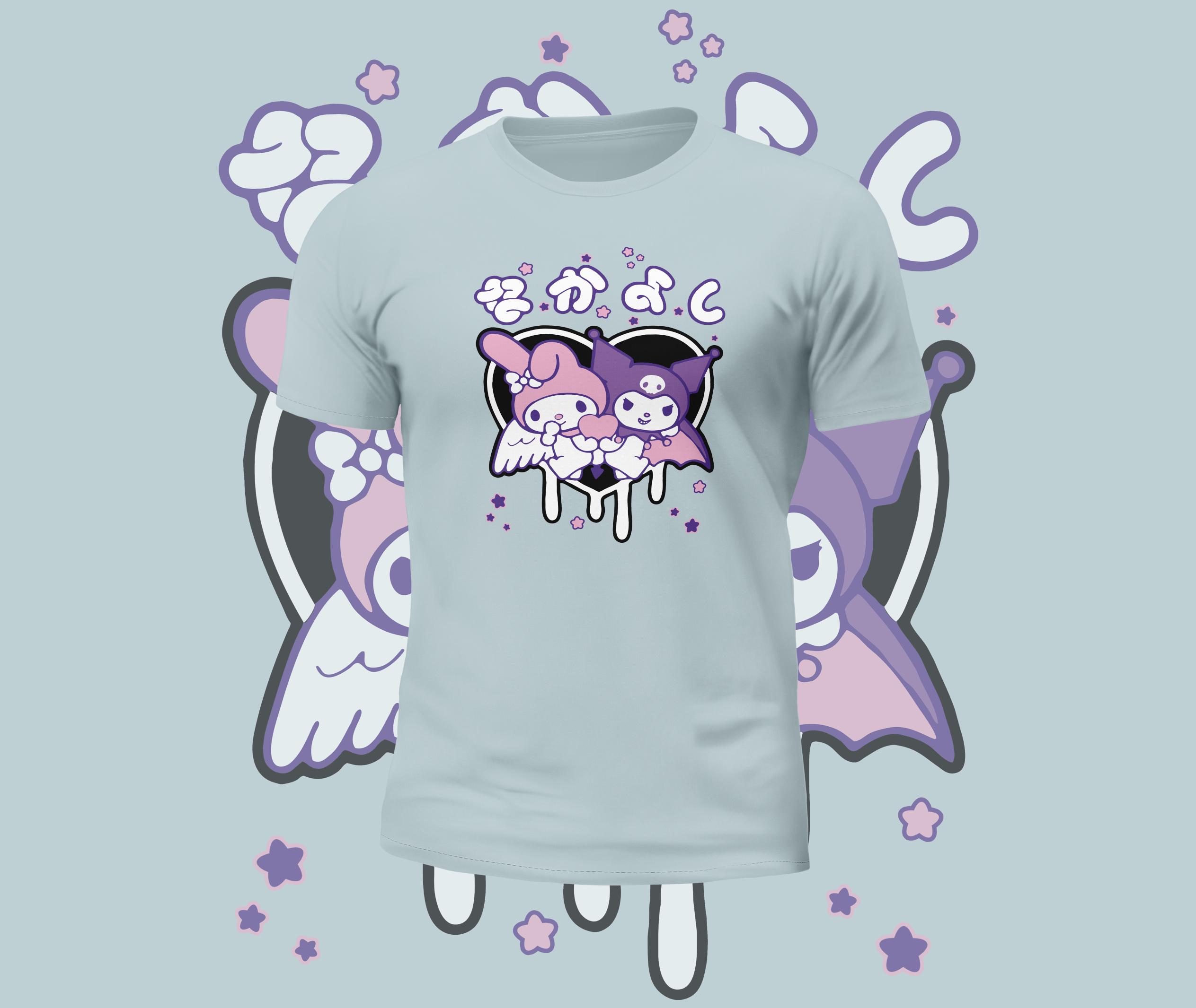 Kuromi My Melody Drip Heart Graphic Tee