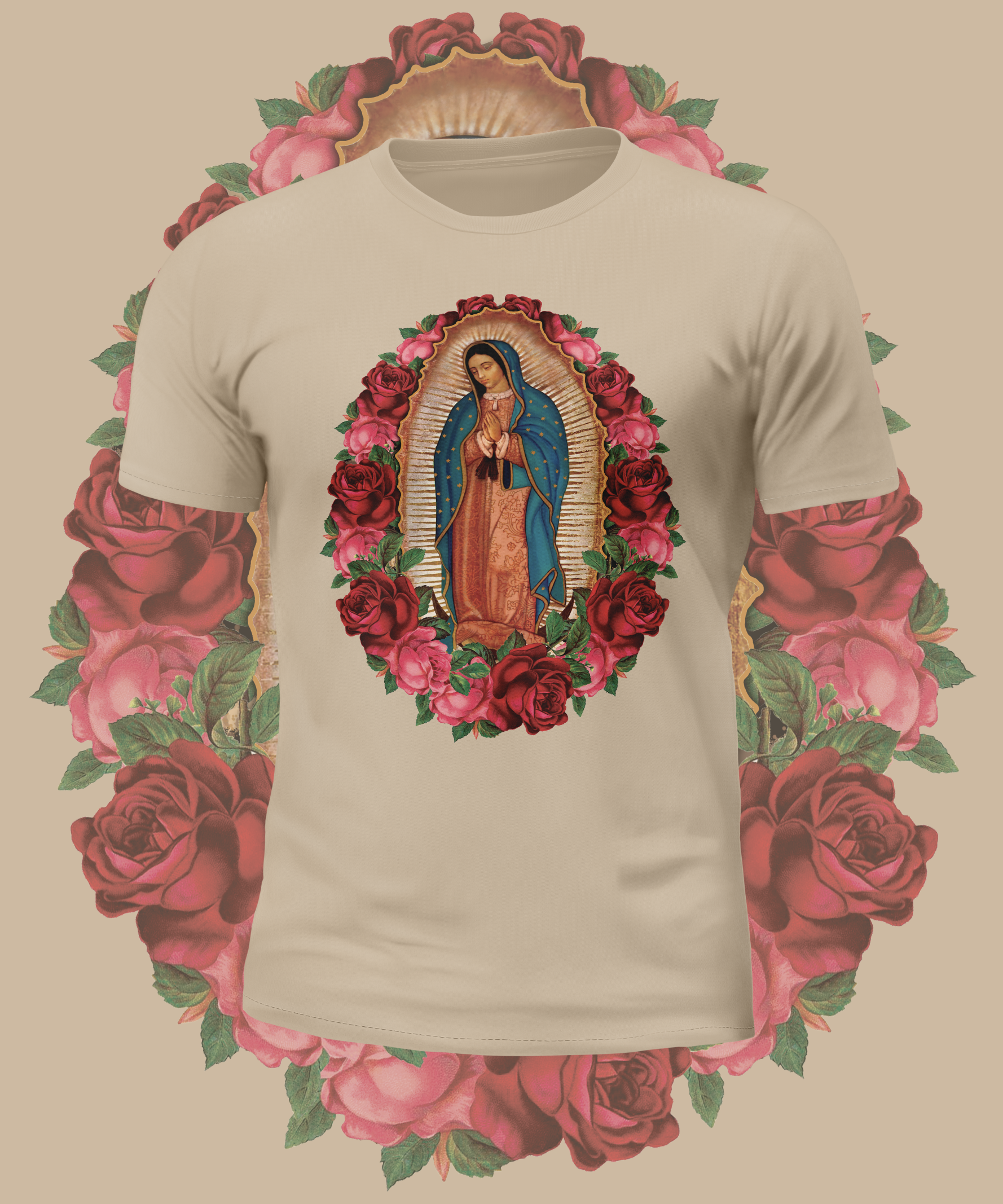 Virgin Mary Rose Graphic Tee