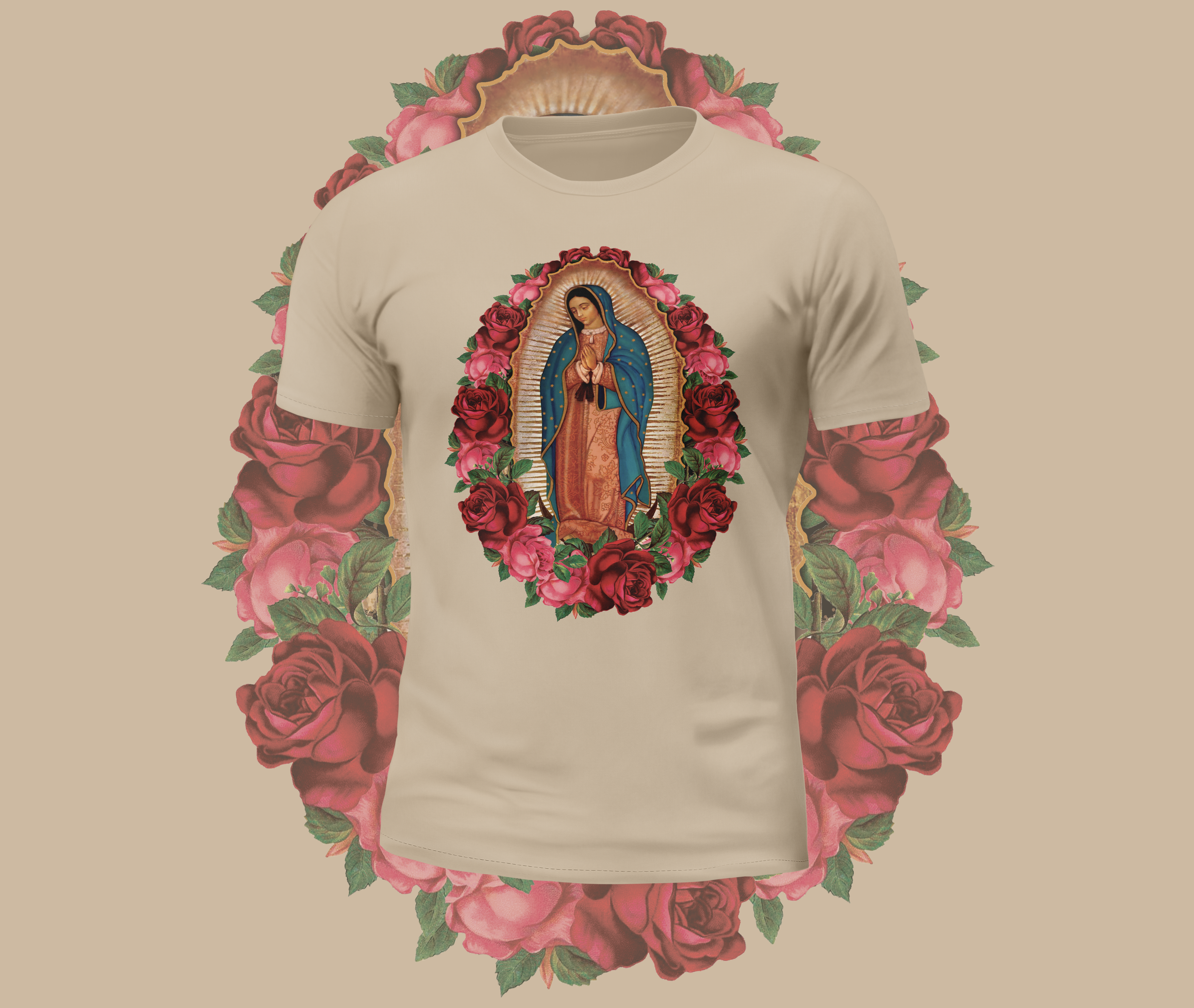 Virgin Mary Rose Graphic Tee