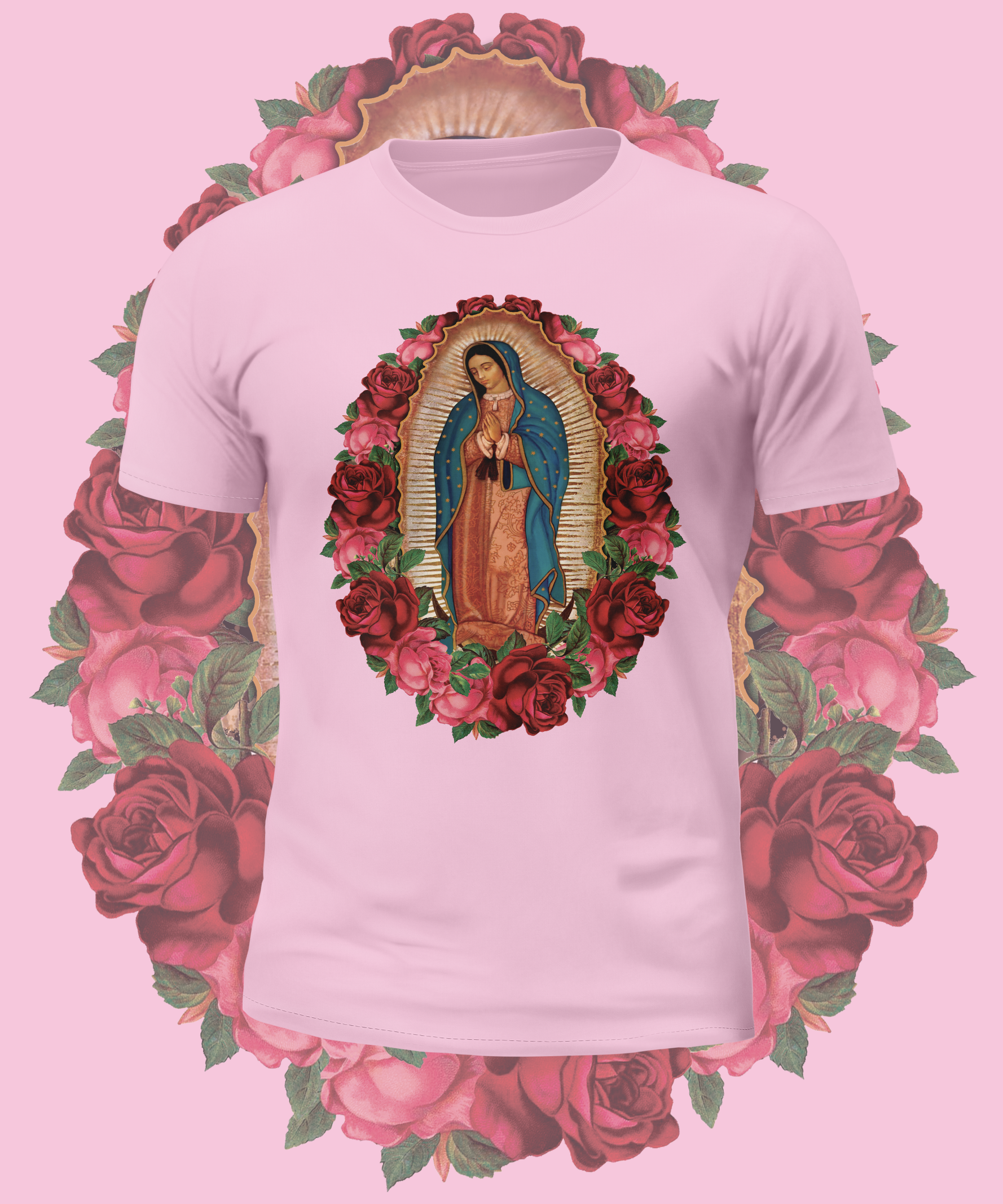 Virgin Mary Rose Graphic Tee
