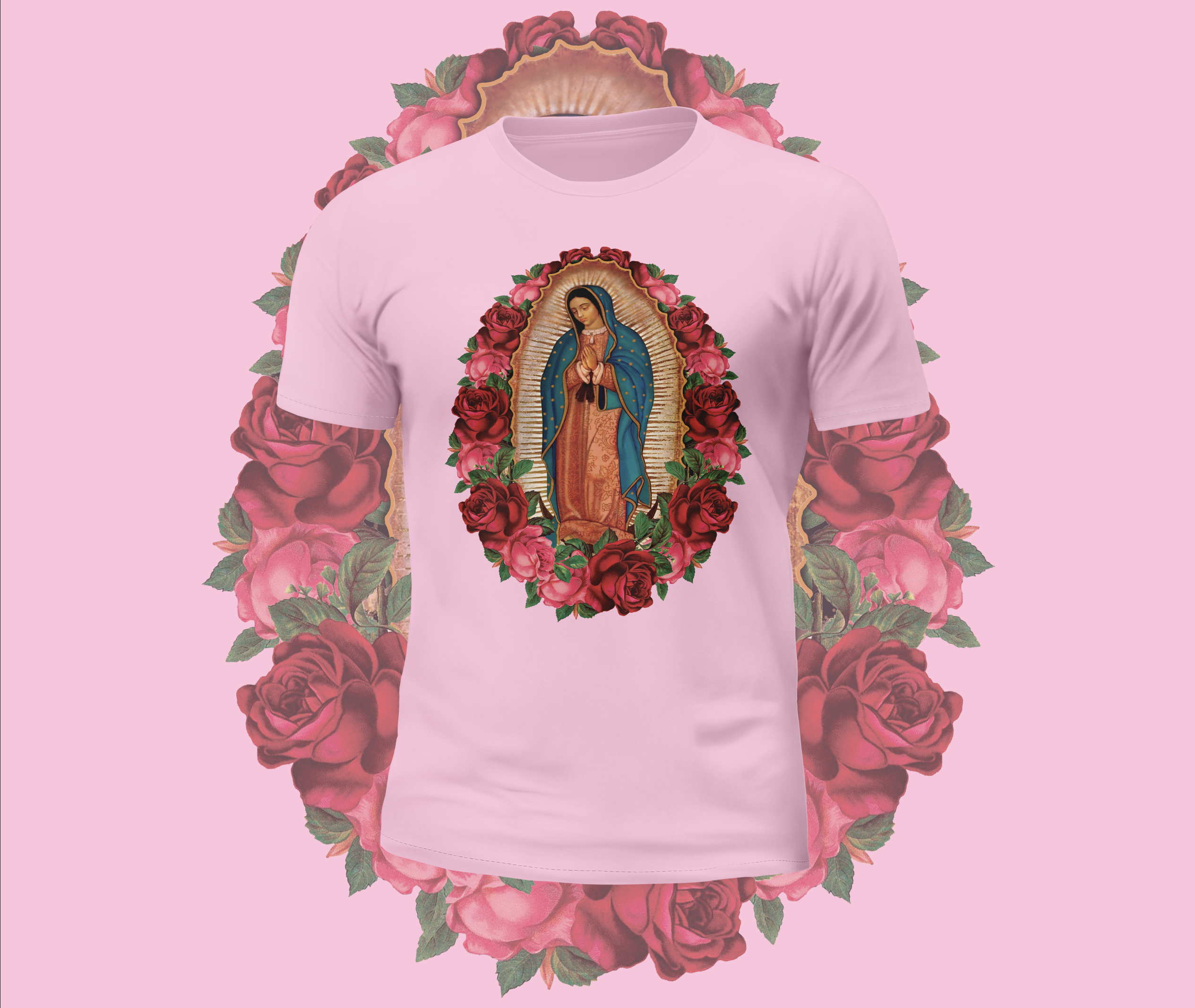 Virgin Mary Rose Graphic Tee