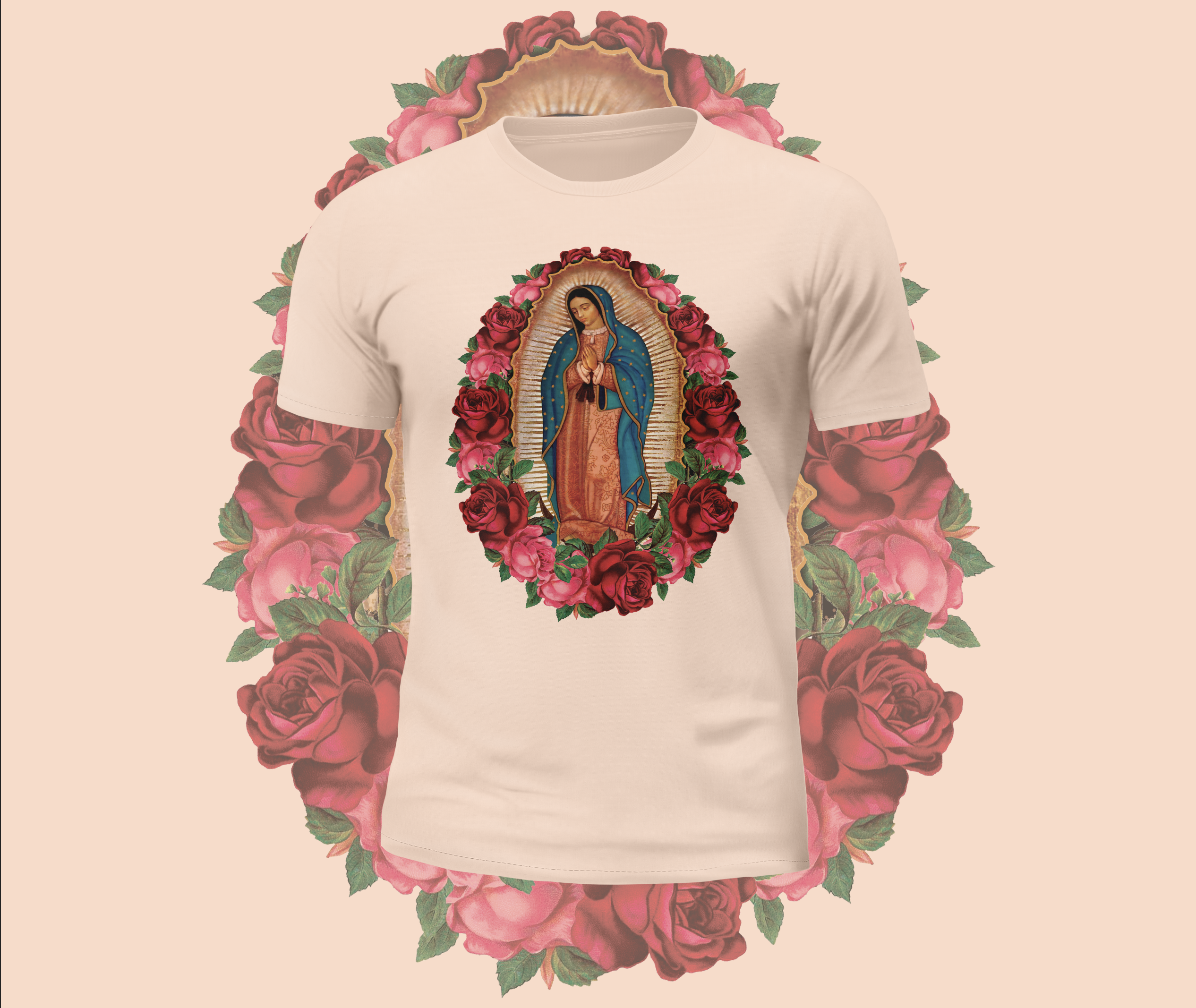 Virgin Mary Rose Graphic Tee