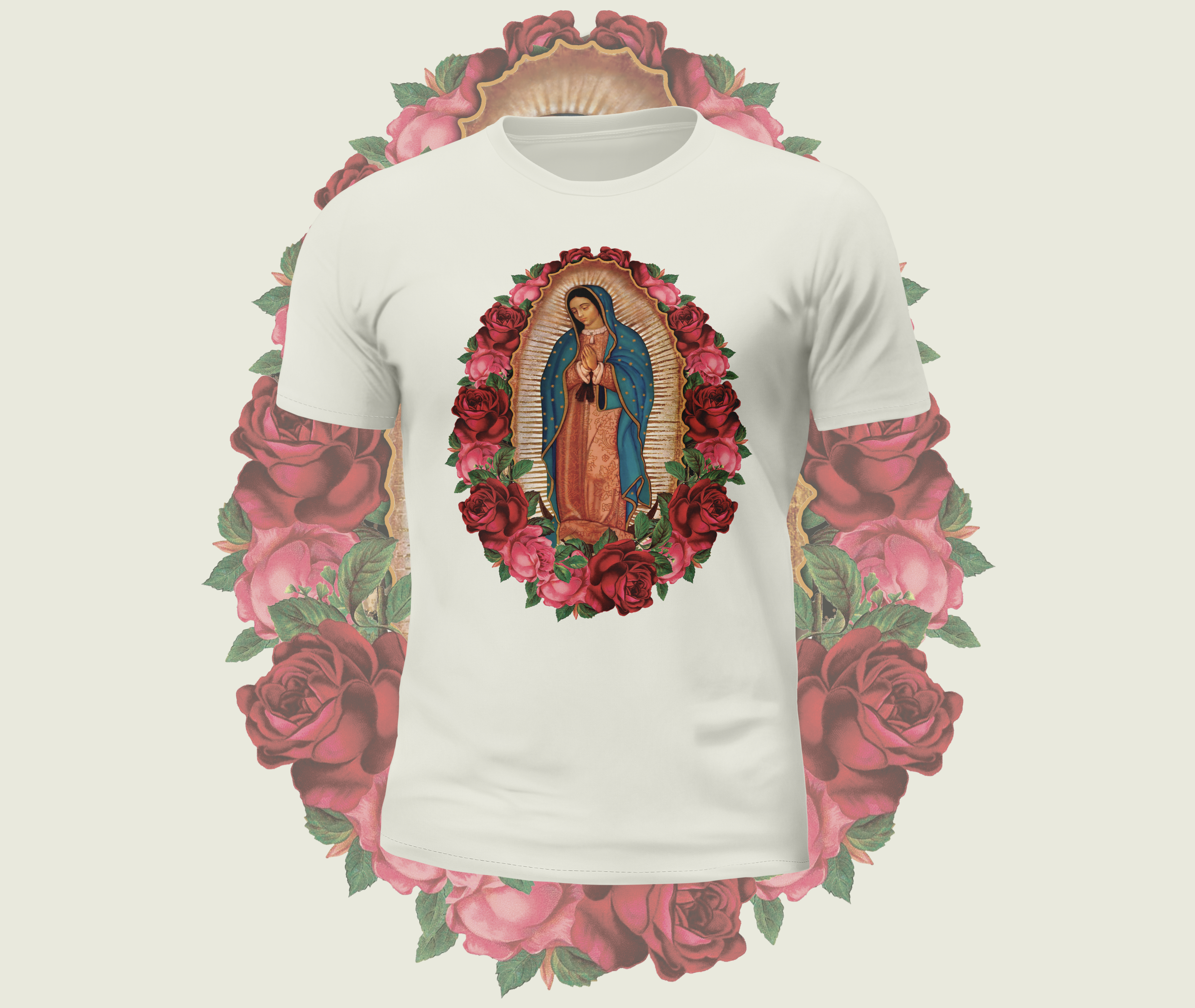 Virgin Mary Rose Graphic Tee