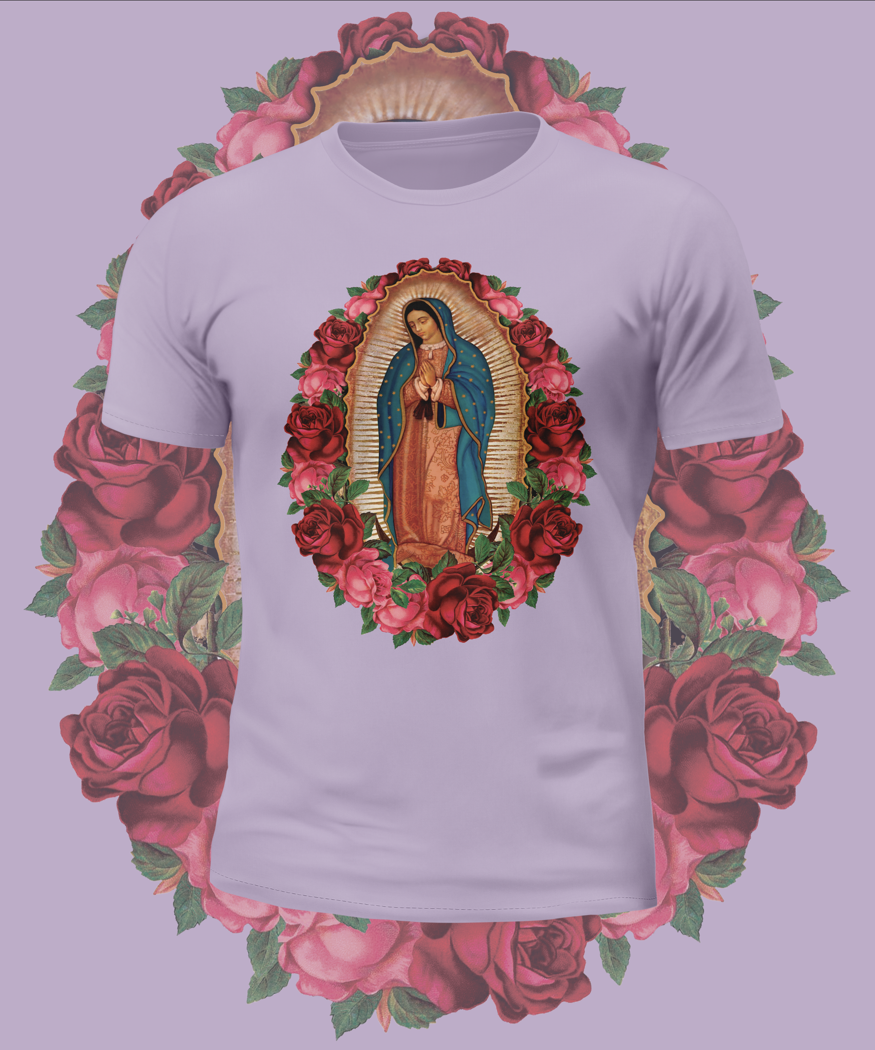 Virgin Mary Rose Graphic Tee