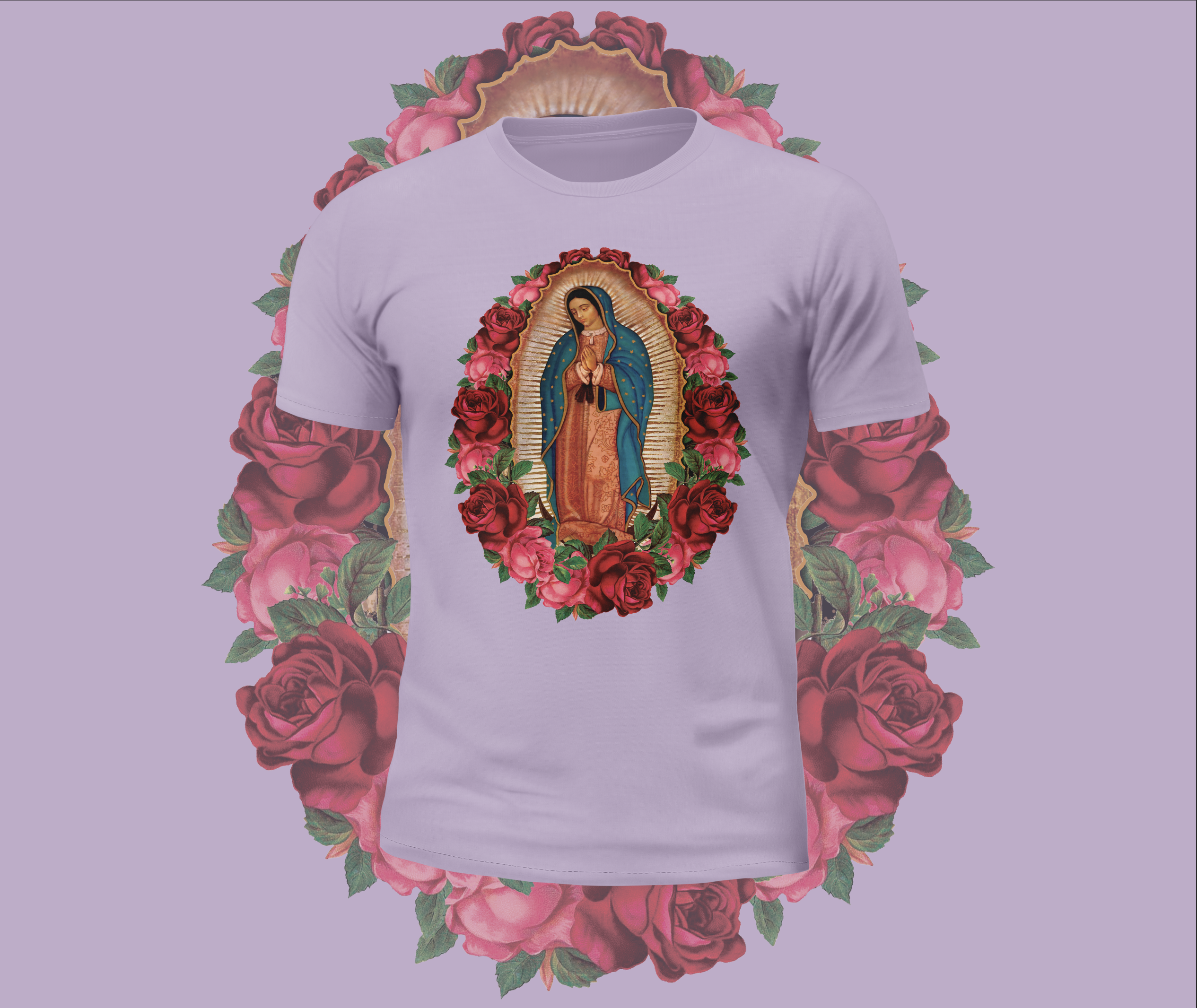 Virgin Mary Rose Graphic Tee