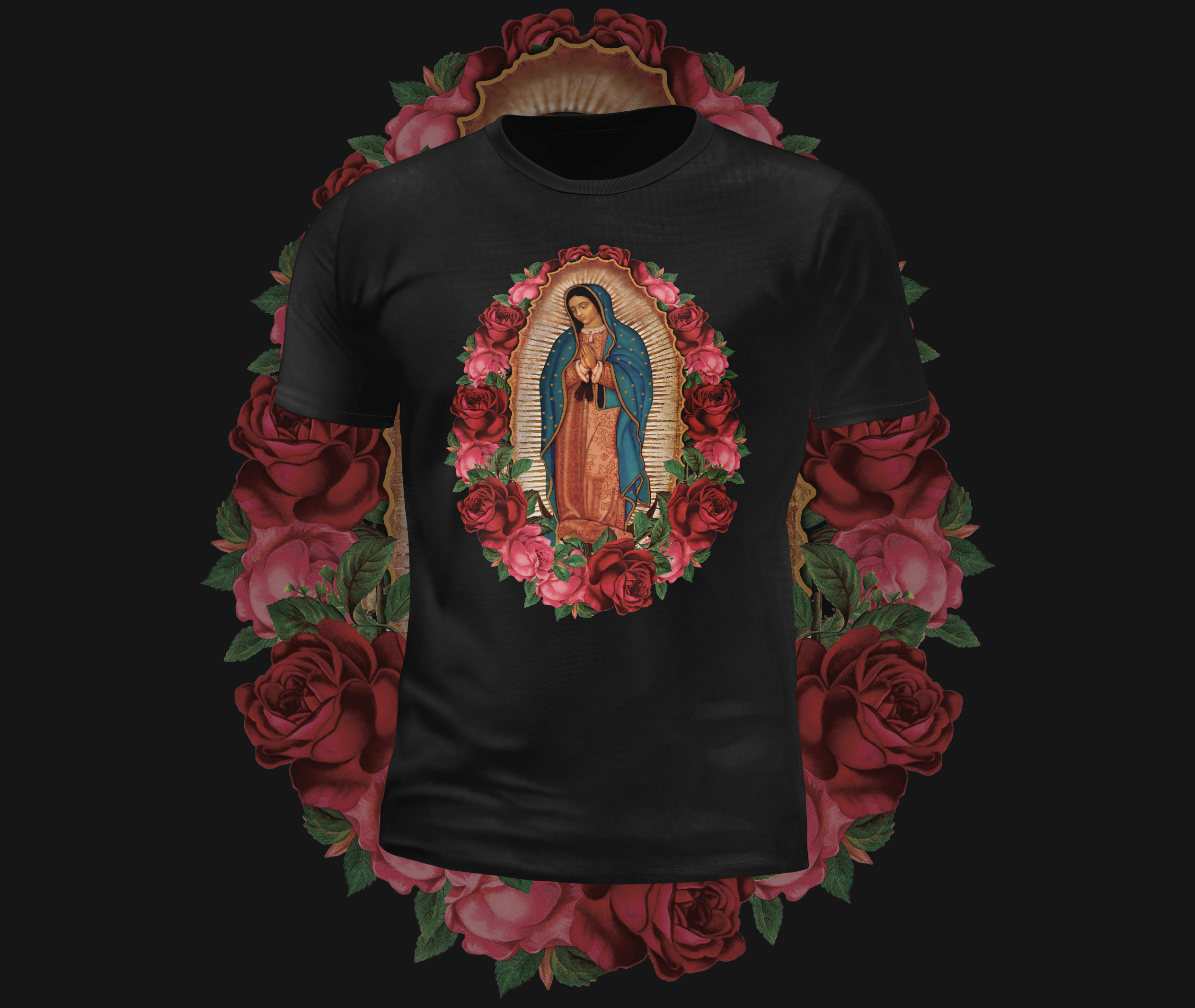 Virgin Mary Rose Graphic Tee
