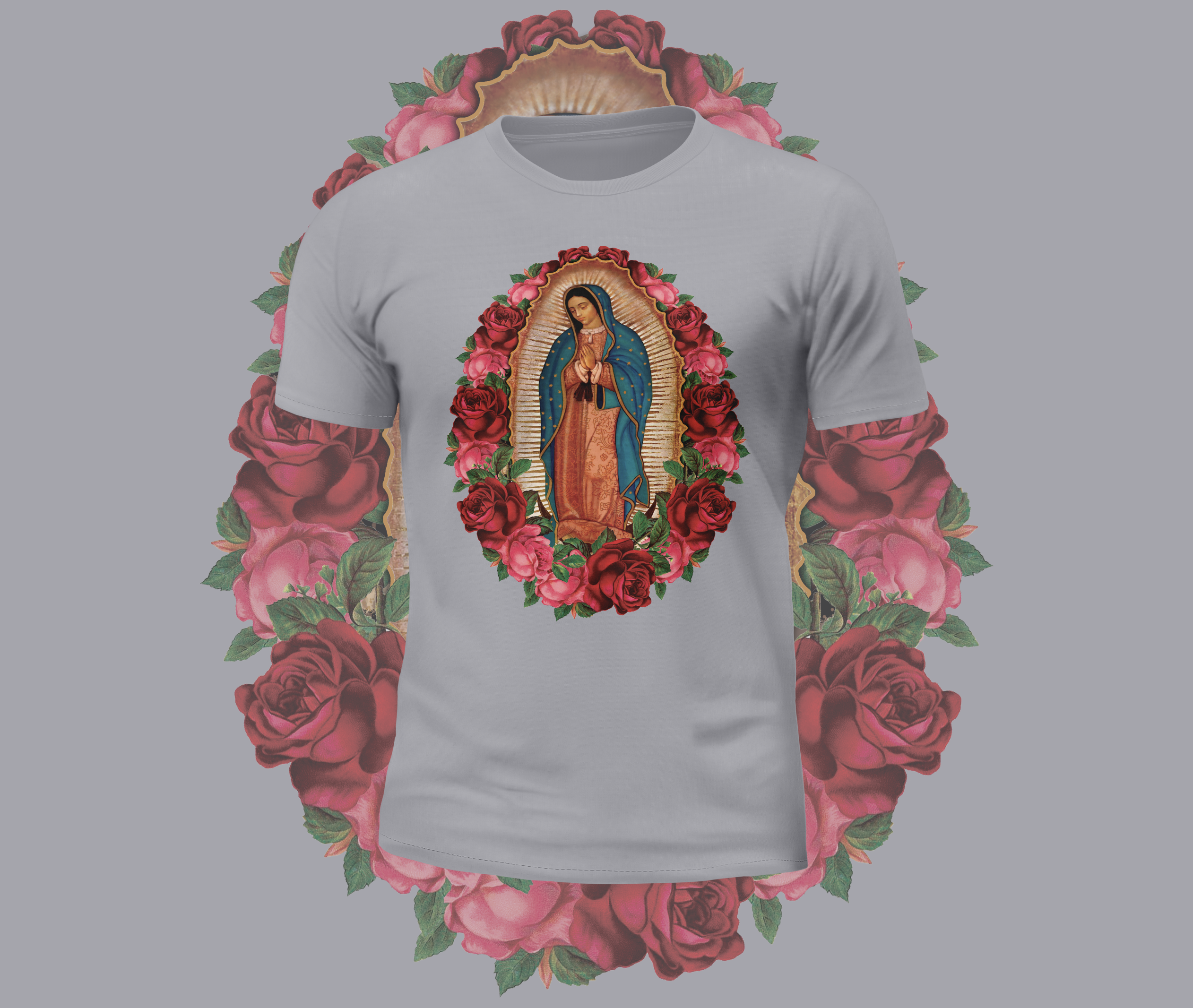 Virgin Mary Rose Graphic Tee