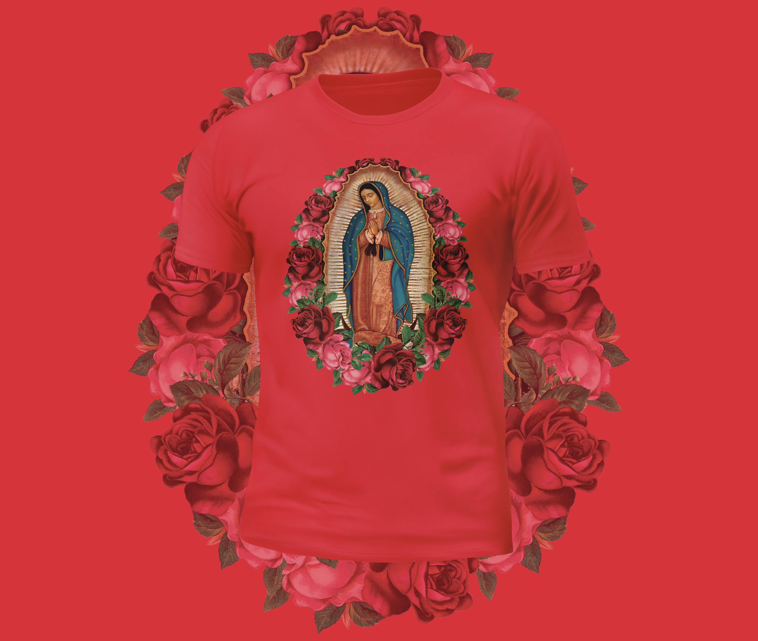 Virgin Mary Rose Graphic Tee