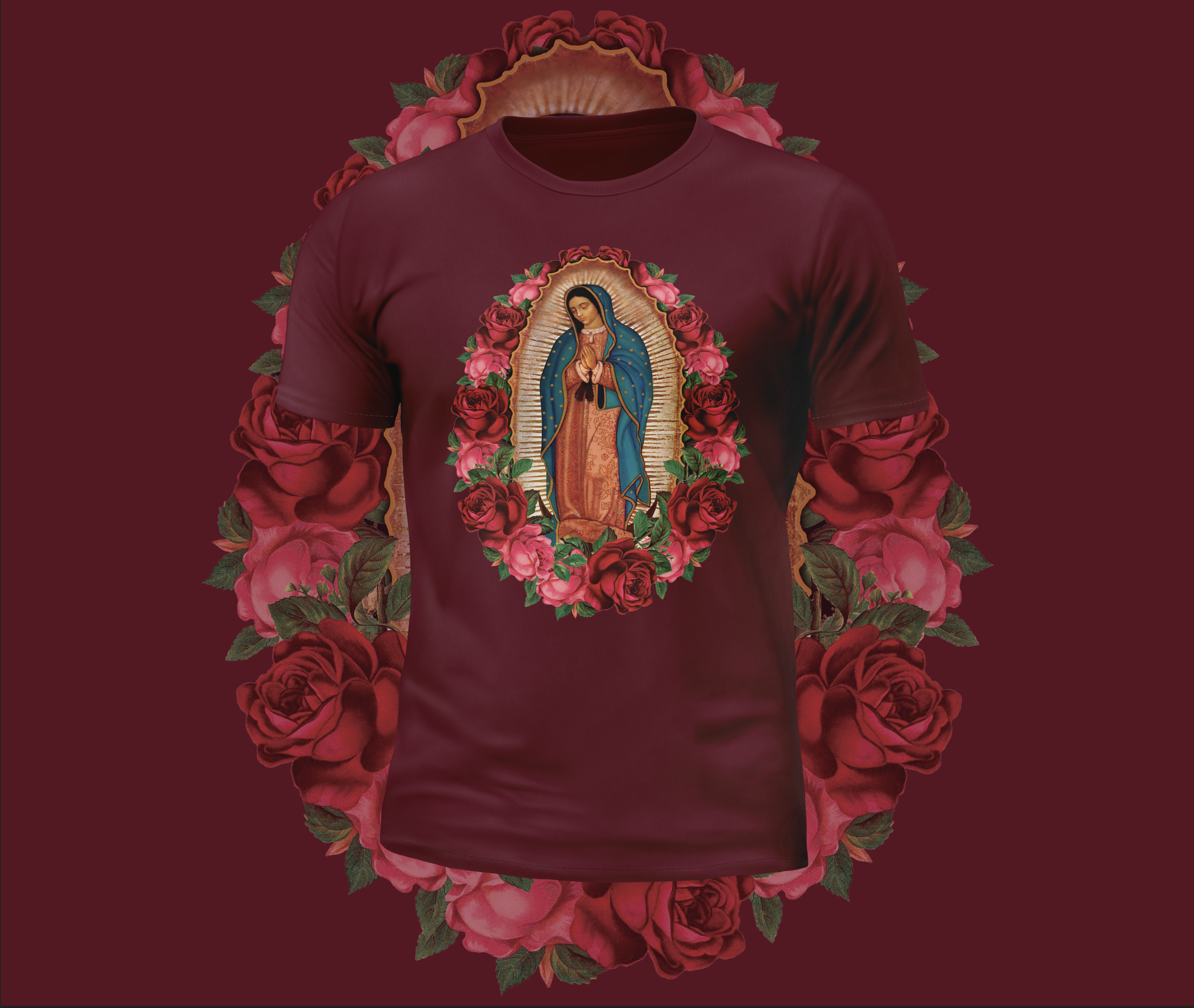 Virgin Mary Rose Graphic Tee