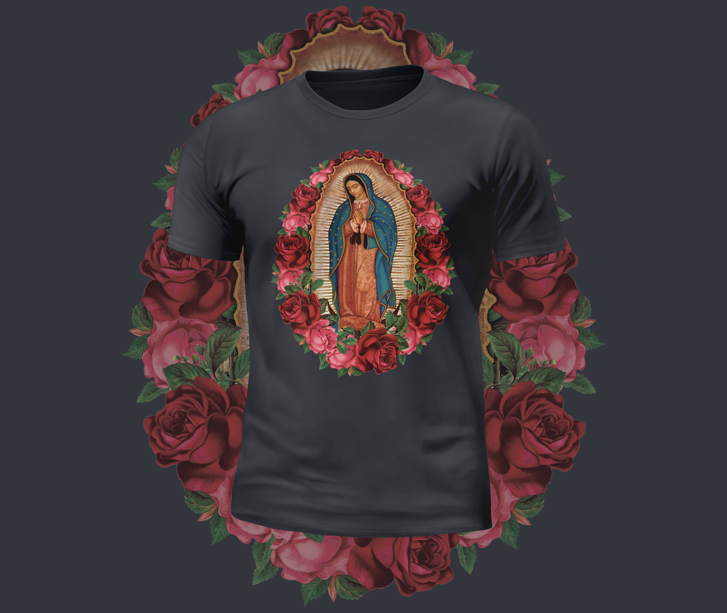 Virgin Mary Rose Graphic Tee