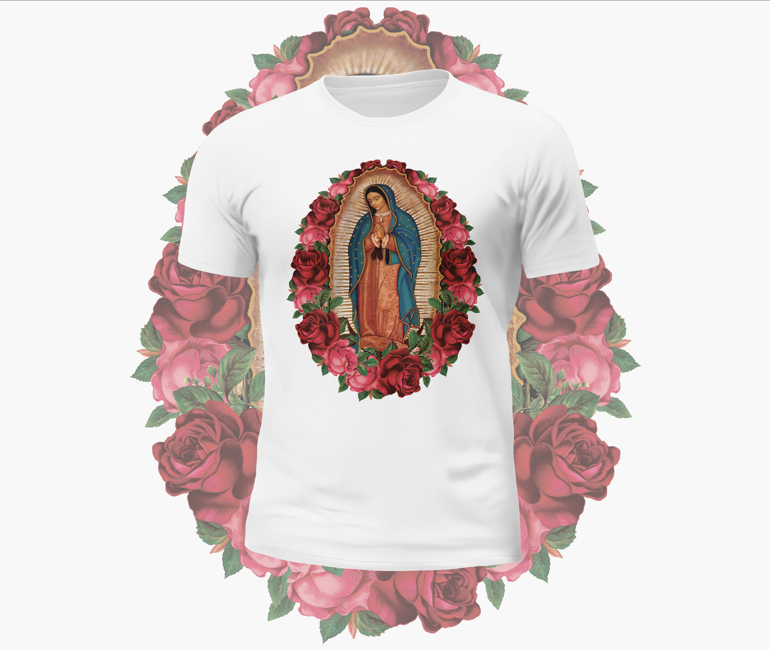 Virgin Mary Rose Graphic Tee