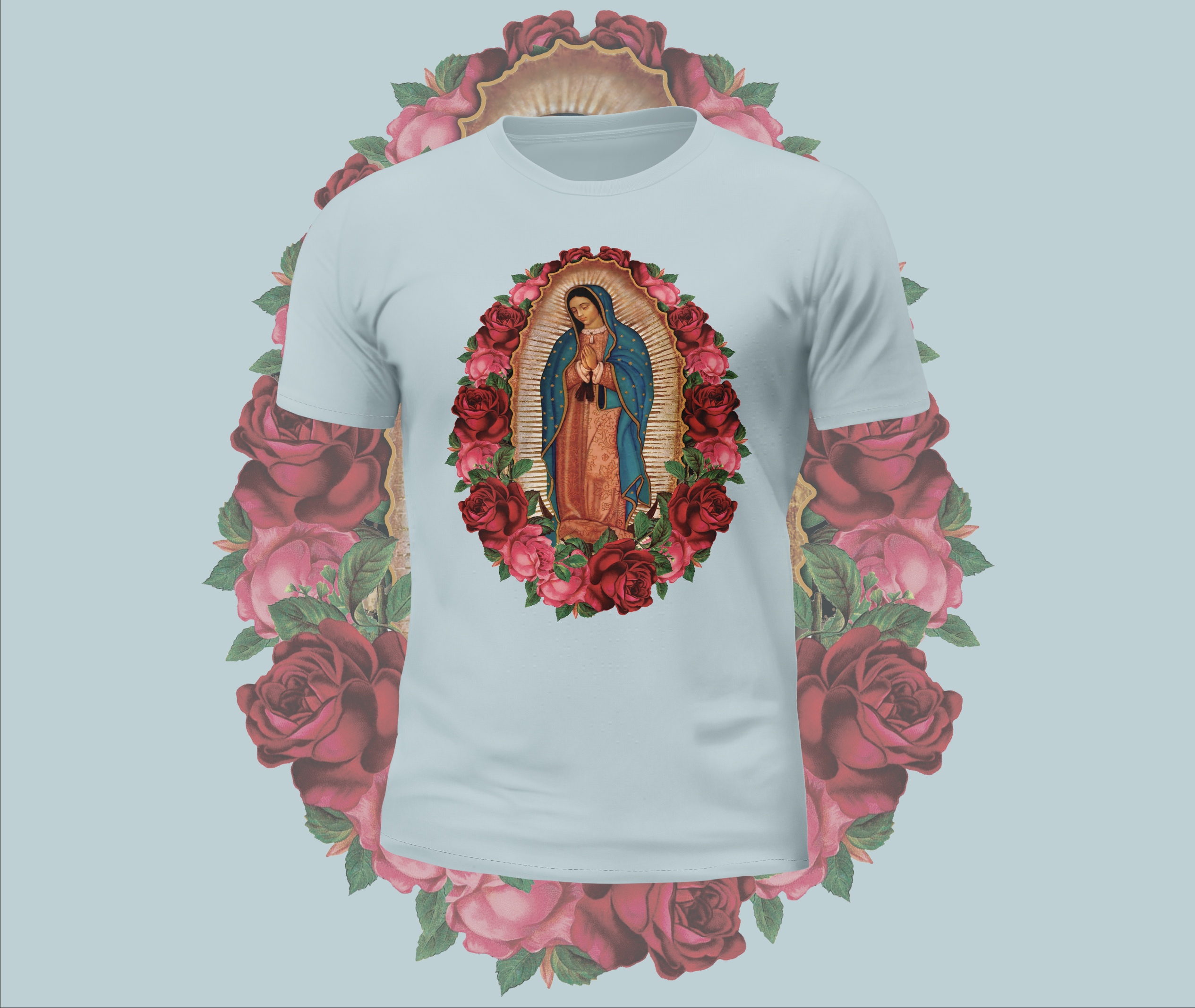 Virgin Mary Rose Graphic Tee
